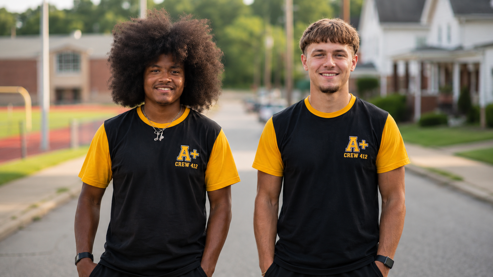 The A+ Crew 412 team in uniform on a Pittsburgh street
